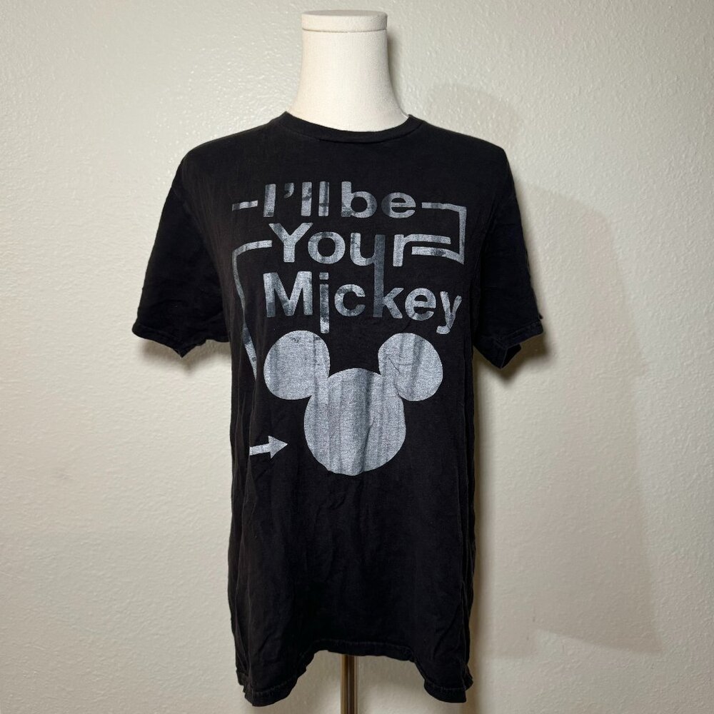 Disney I'll be your Mickey Black and White Graphic Short Sleeve Tee Shirt